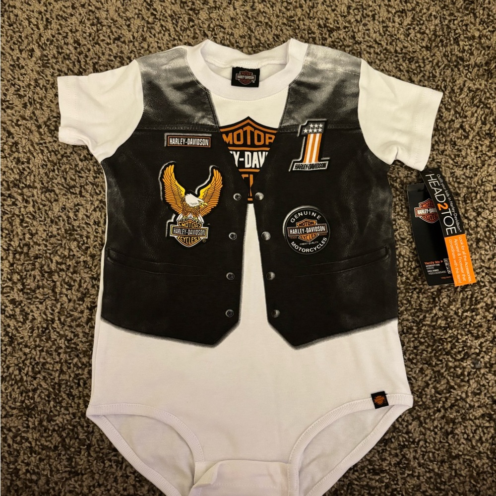 Harley-Davidson Kids' Black and White Vest Bodysuit